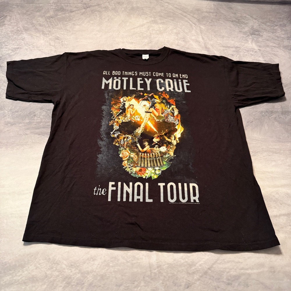 Motley Crue‎ the final tour concert band black tshirt size 2XL 2014 NWOT